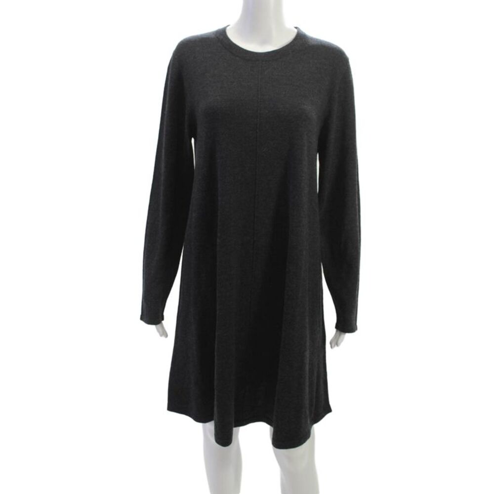 Repeat Womens Sweater Dress Gray Wool Long Sleeve Crew Neck Size XL